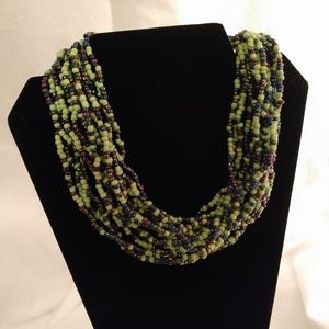 Multi strand beaded necklace